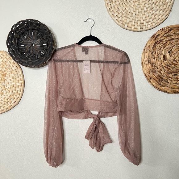 You Glow Girl Glitter Tie Front Cover Up - Picture 2 of 3